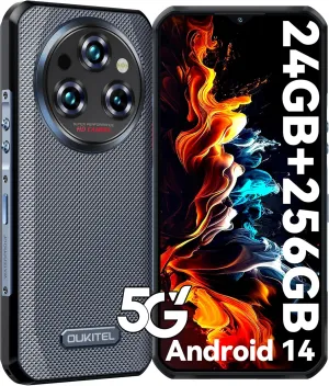 OUKITEL WP35 Rugged Smartphone 5G - 24GB 256GB/TF 2TB Android 14 Rugged Phone, 11000mAh Large Battery, 6.6" FHD  Corning Screen, Dual Sim Cell Phone, 64MP 32MP Camera, NFC/OTG/BT5.2/T-Mobile, Grey