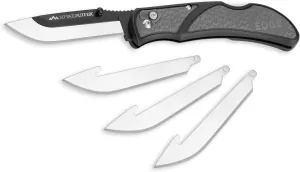 OUTDOOR EDGE 3.0" RazorLite EDC - Replaceable Blade EDC Folding Knife with Pocket Clip and One Hand Opening for Everyday Carry (Gray, 4 Blades)