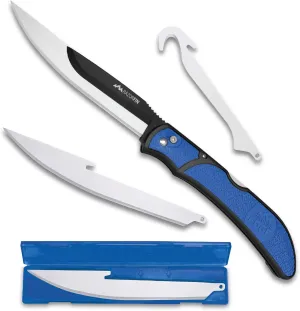 OUTDOOR EDGE Razor-Fin | 5" Razor Sharp Replaceable Blade Folding Fillet Knife with Pocket Clip, 3 Fillet Blades, 1 Gut Hook Blade and Blade Storage Box | Filet Knife For Fish, Awesome Fishing Gift