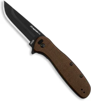 OUTDOOR EDGE Razor VX2 | Brown Burlap Micarta with Black Drop Point | Replaceable Blade EDC Folding Pocket Knife | 3" Stainless Blade, Reversible Pocket Clip | Outdoor, Camping, Survival, Utility