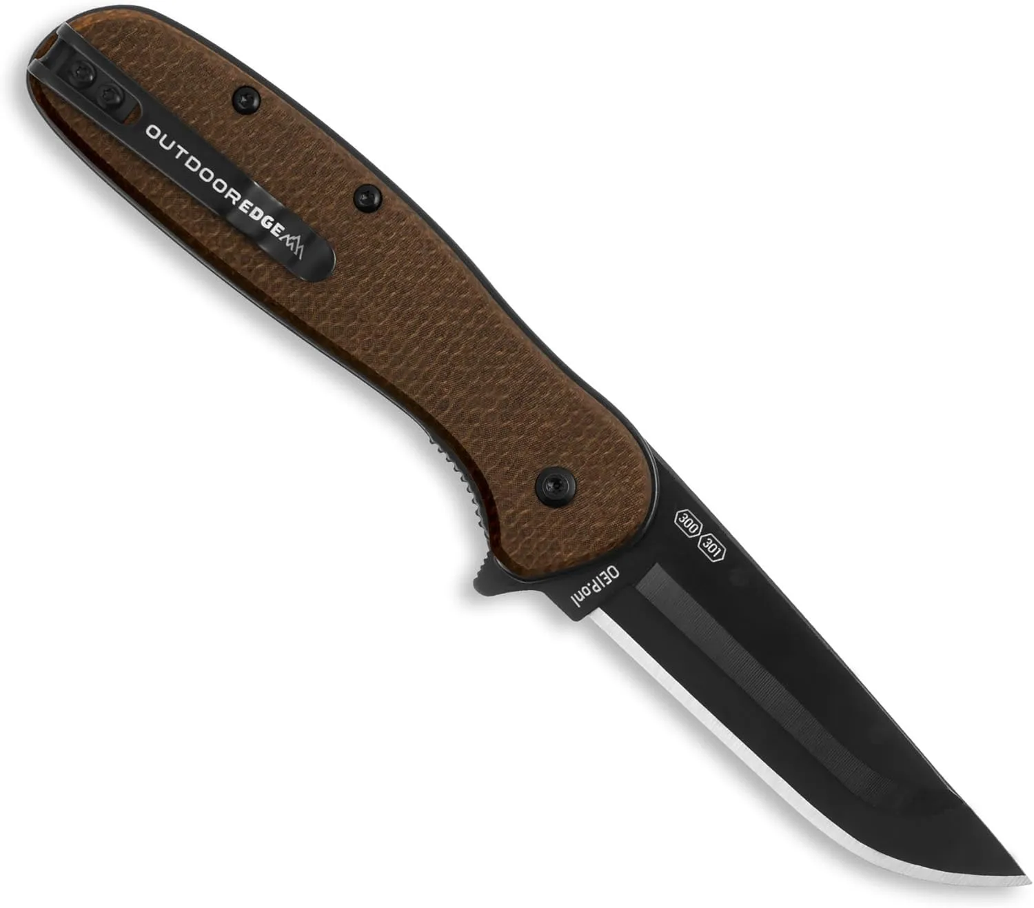 OUTDOOR EDGE Razor VX2 | Brown Burlap Micarta with Black Drop Point | Replaceable Blade EDC Folding Pocket Knife | 3" Stainless Blade, Reversible Pocket Clip | Outdoor, Camping, Survival, Utility