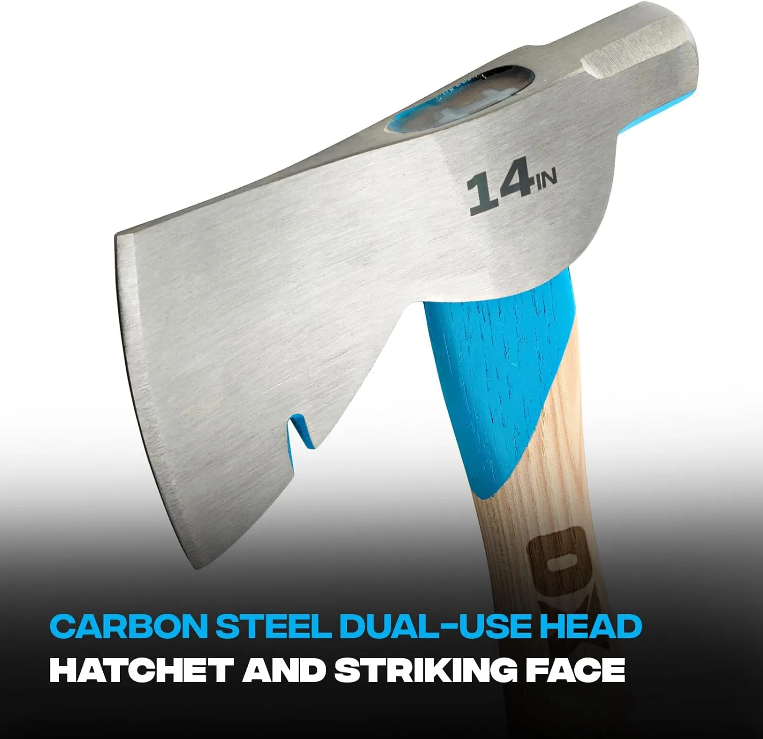 OX Tools Pro 14 Inch Carbon Steel Hatchet, Straight Hickory Handle & Smooth Face Hammer Head OX-P094814