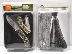 Ozark Trail 2 piece folding knife set bone style handle