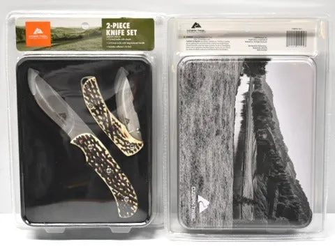 Ozark Trail 2 piece folding knife set bone style handle