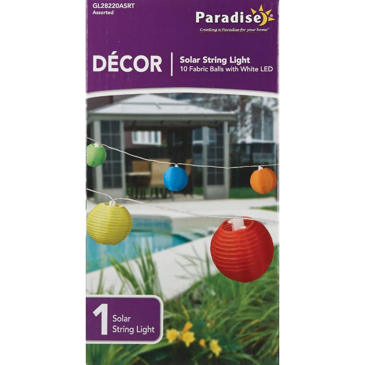 Paradise 10.5 Ft. 10-Light Multi-Color Lantern Solar String Lights