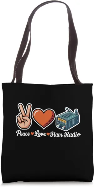 Peace Love Ham Radio Funny Radio Operator Tote Bag