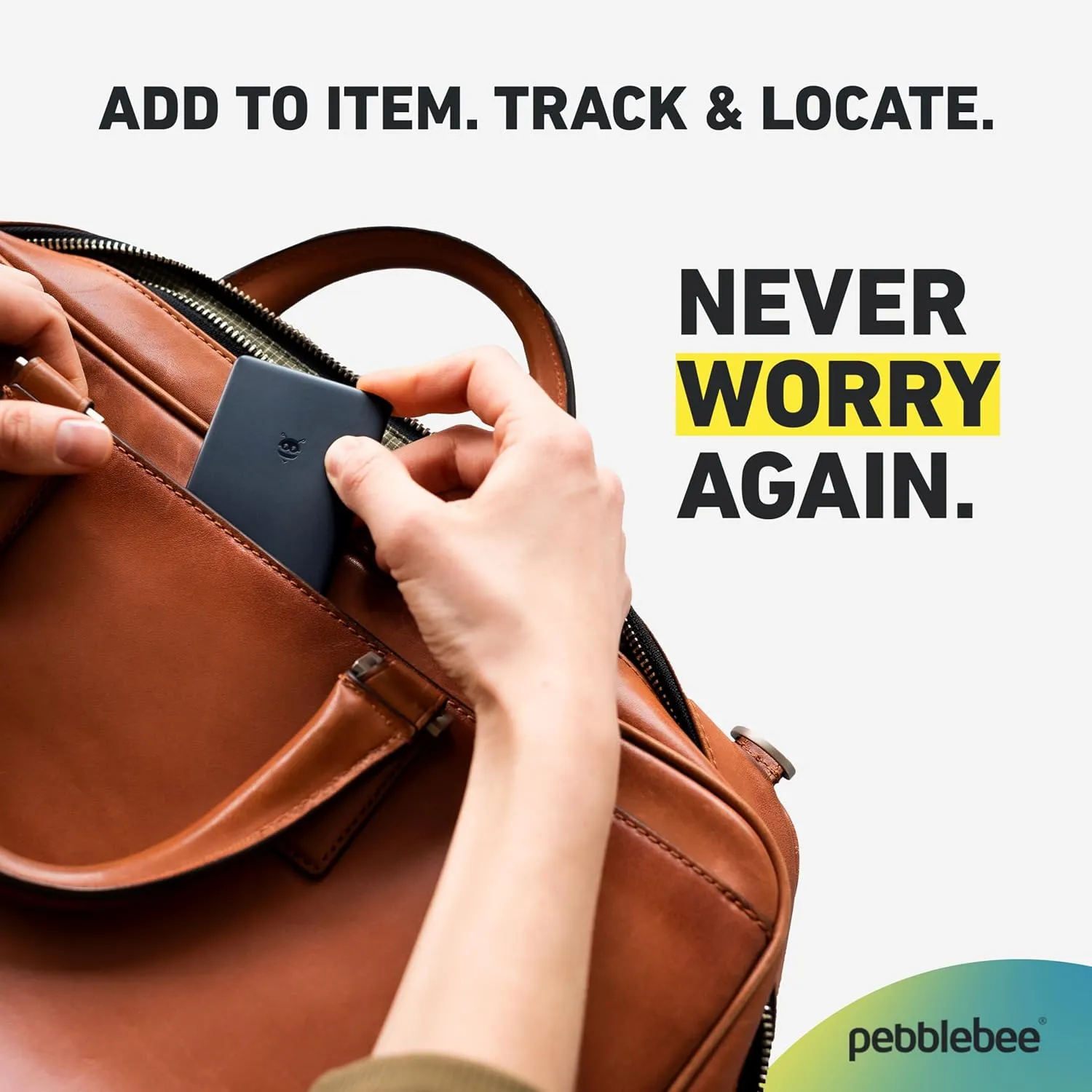 Pebblebee Tracker Card Universal - Rechargeable Slim Item Tracker | Alternative to Air Tag & Android Trackers | 18-Month Battery Life | Works with Both Android & iOS Find My Apps | LED & Sound Alerts