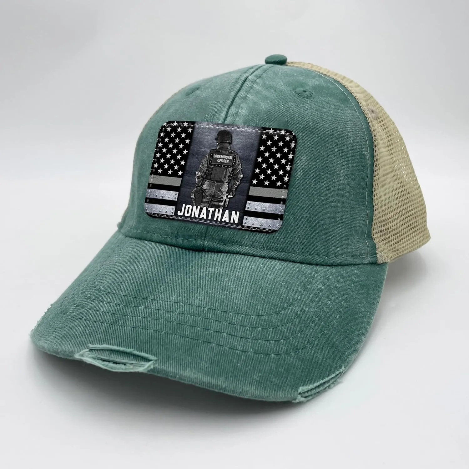 Personalized Gifts - Ollie Cap - Custom Police Dispatcher Army Veteran Corrections Officer Firefighter Cap - Thin Line Flag