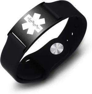 Personalized Silicone Medical Alert Bracelets for Women Men Free Engraving - Custom Sport Medical Alert ID Bracelets - Adjustable Watch Band Medical Emergency Bracelet