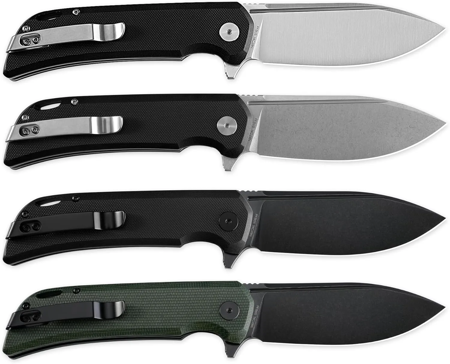 Petrified fish PFB05 Tunny Folding Knife,3.86" 14C28N Steel Stonewashed Blade G10 Handle Folding knife for EDC Camping Outdoor (Black Stonewashed)