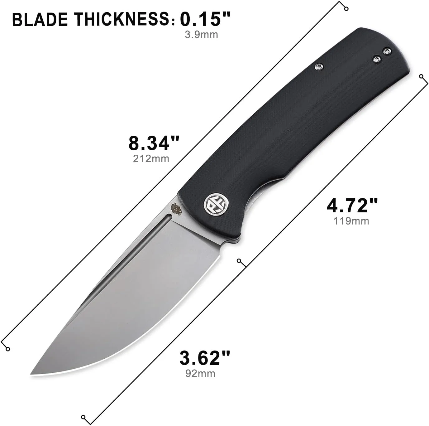 Petrified fish PFP01 k110 steel folding knife G10 handle Front flipper outdoor Camping survival hunting EDC tool knives (Black)