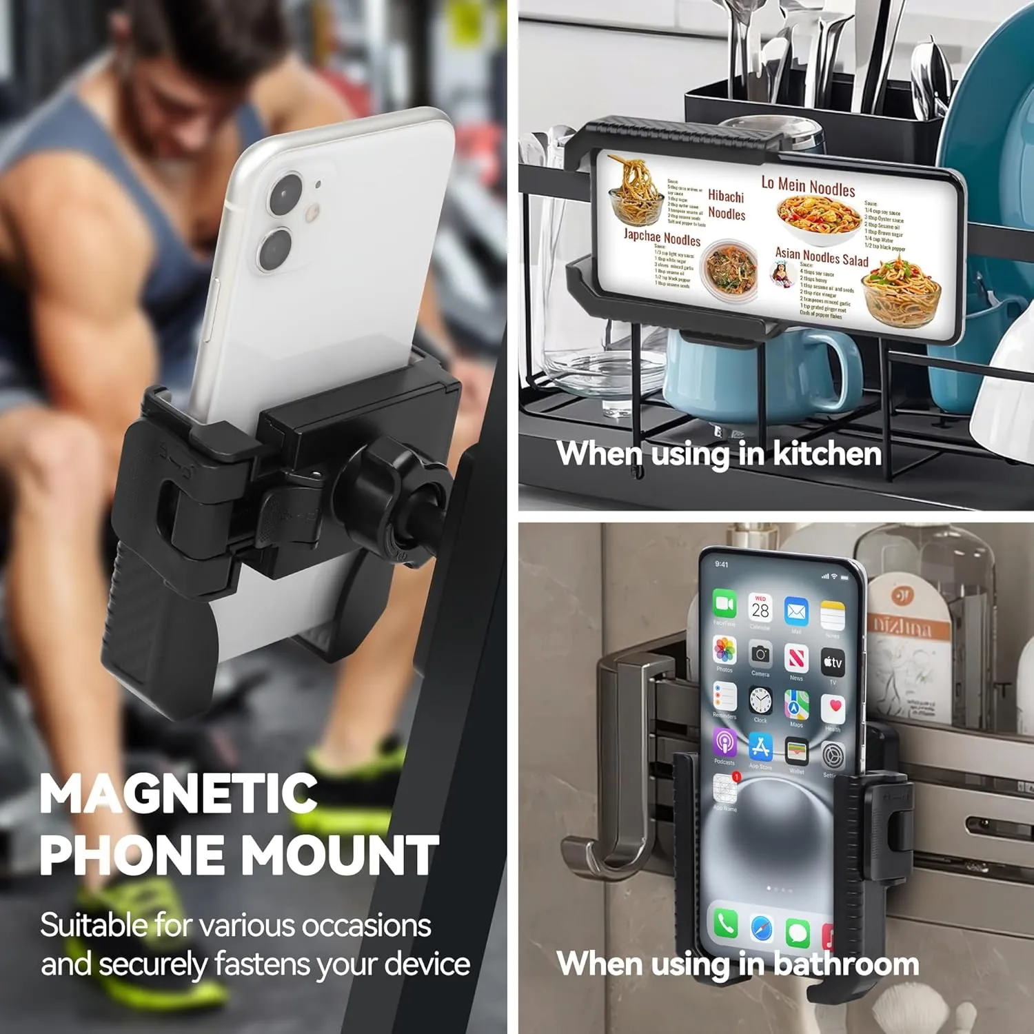 Phone Holder for Golf Cart - Magnetic Golf Cart Phone Holder with Ultra-Strong N52 Magnet & 360° Rotation, Universal Fit for Smartphones/Thick Cases - Secure Hands-Free Golf Accessories (Gray)