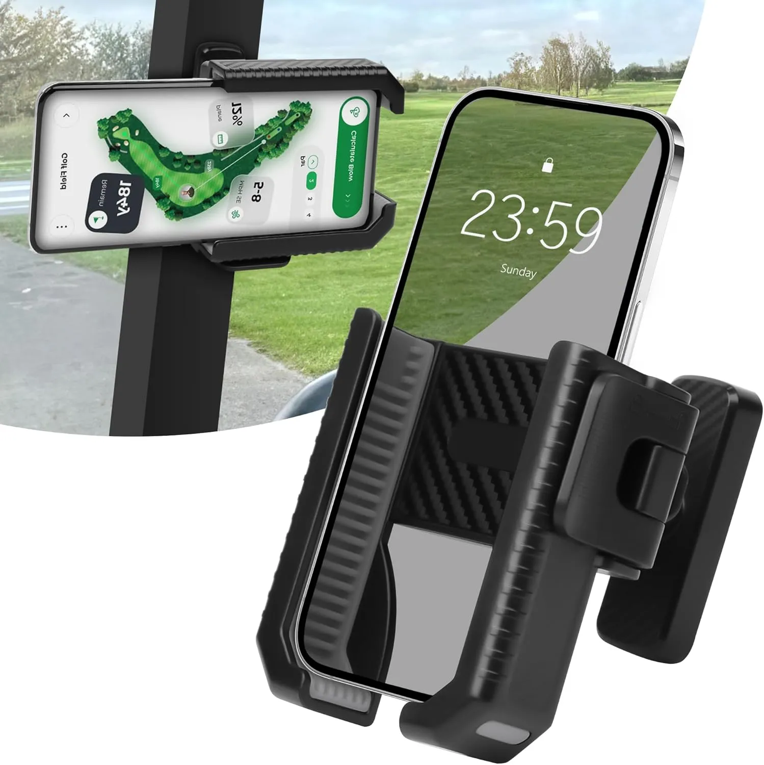 Phone Holder for Golf Cart - Magnetic Golf Cart Phone Holder with Ultra-Strong N52 Magnet & 360° Rotation, Universal Fit for Smartphones/Thick Cases - Secure Hands-Free Golf Accessories (Gray)