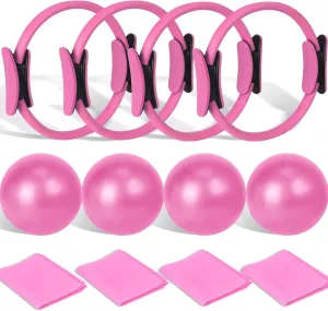 Pilates Ring Ball Band Bulk 12 Inch Pilates Magic Circle Ring 9 Inch Yoga Ball Exercise Fitness Resistance Band Pilates Equipment Essentials Kit for Women Coach Workout at Pilates Yoga Studio