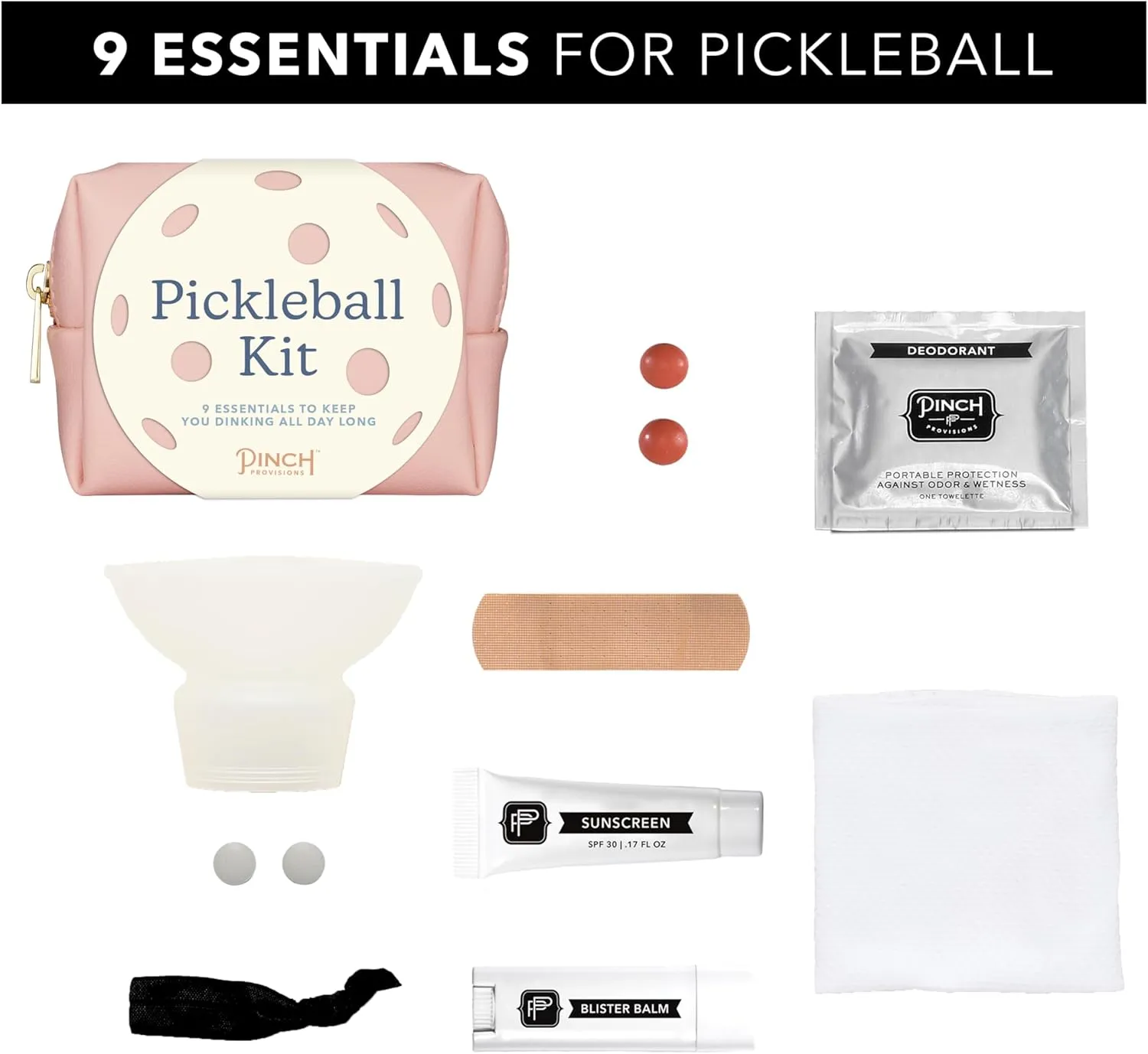 Pinch Provisions Pickleball Kit, 9 Must-Have Emergency Essentials for Pickleball, Includes Ball Retriever & Cooling Bands, Perfect for Pickleball Players, Father's Day, Mother's Day or Gym Bags