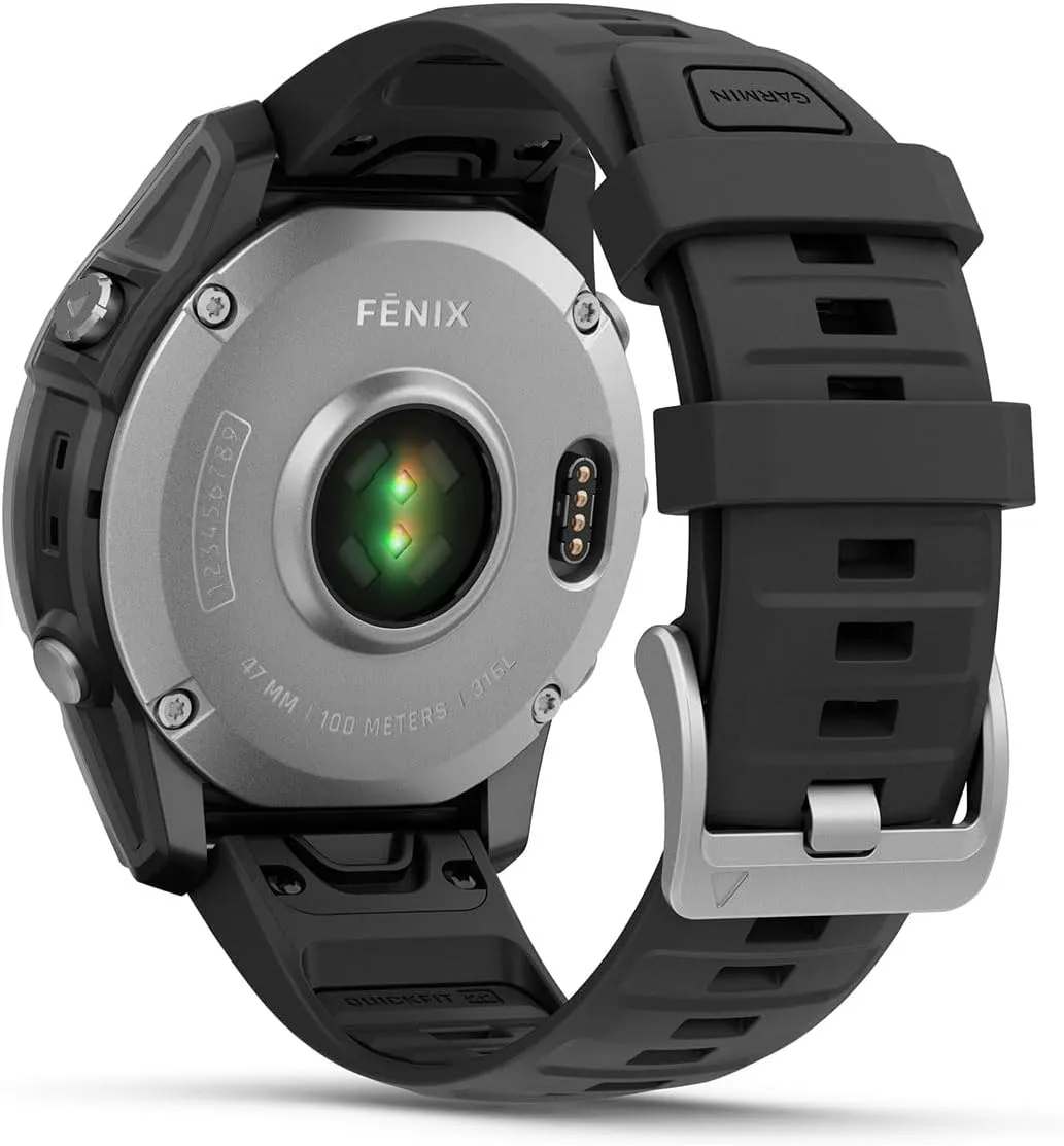 PlayBetter Garmin Fenix E (Stainless Steel/Black) Premium Multisport GPS Smartwatch Bundle - AMOLED Display, Long Battery Life, Strength Workouts 5000mAh Portable Charger & HD Screen Protectors
