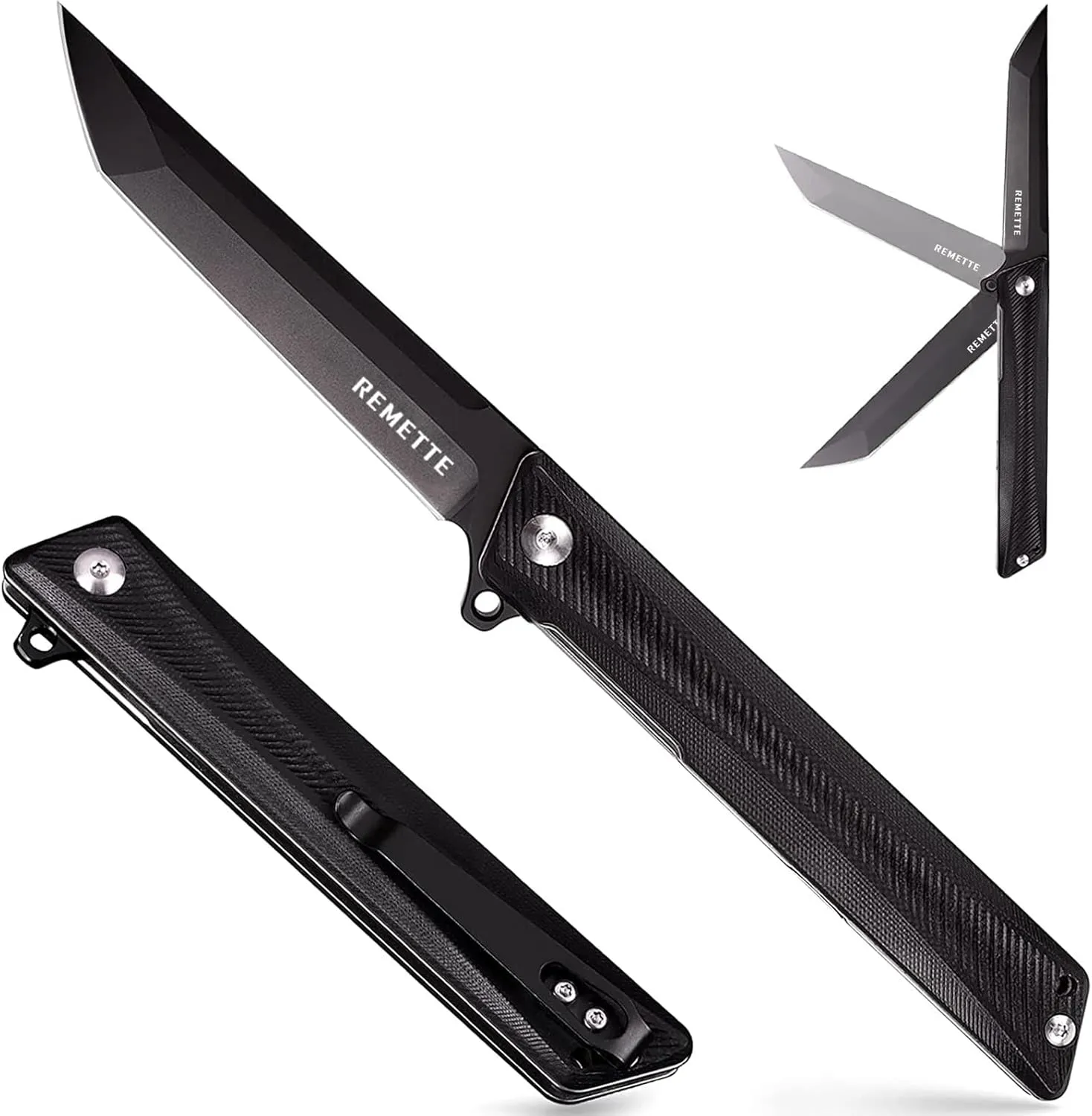 Pocket Knife GD22K, Flipper Open 3.6" D2 Steel Tanto Folding knife with Durable G10 Handle,Men Women Everyday Carry EDC Knife,Sharp Camping Hiking Daily Work Knives