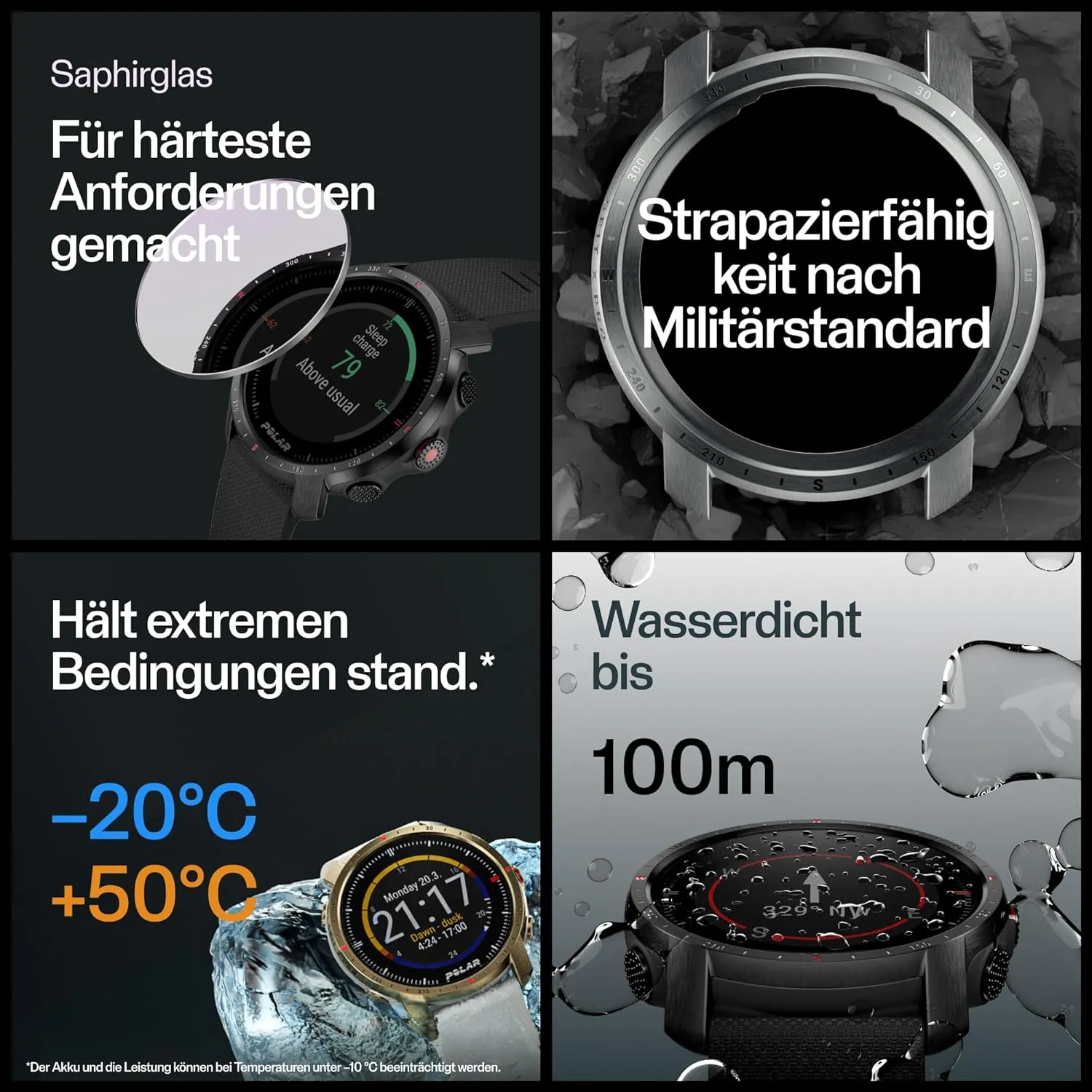 Polar Grit X Pro - GPS Multisport Smartwatch - Military Durability, Sapphire Glass, Wrist-Based Heart Rate, Long Battery Life, Navigation - Ideal for Outdoor Sports, Trail Running, Hiking, Black