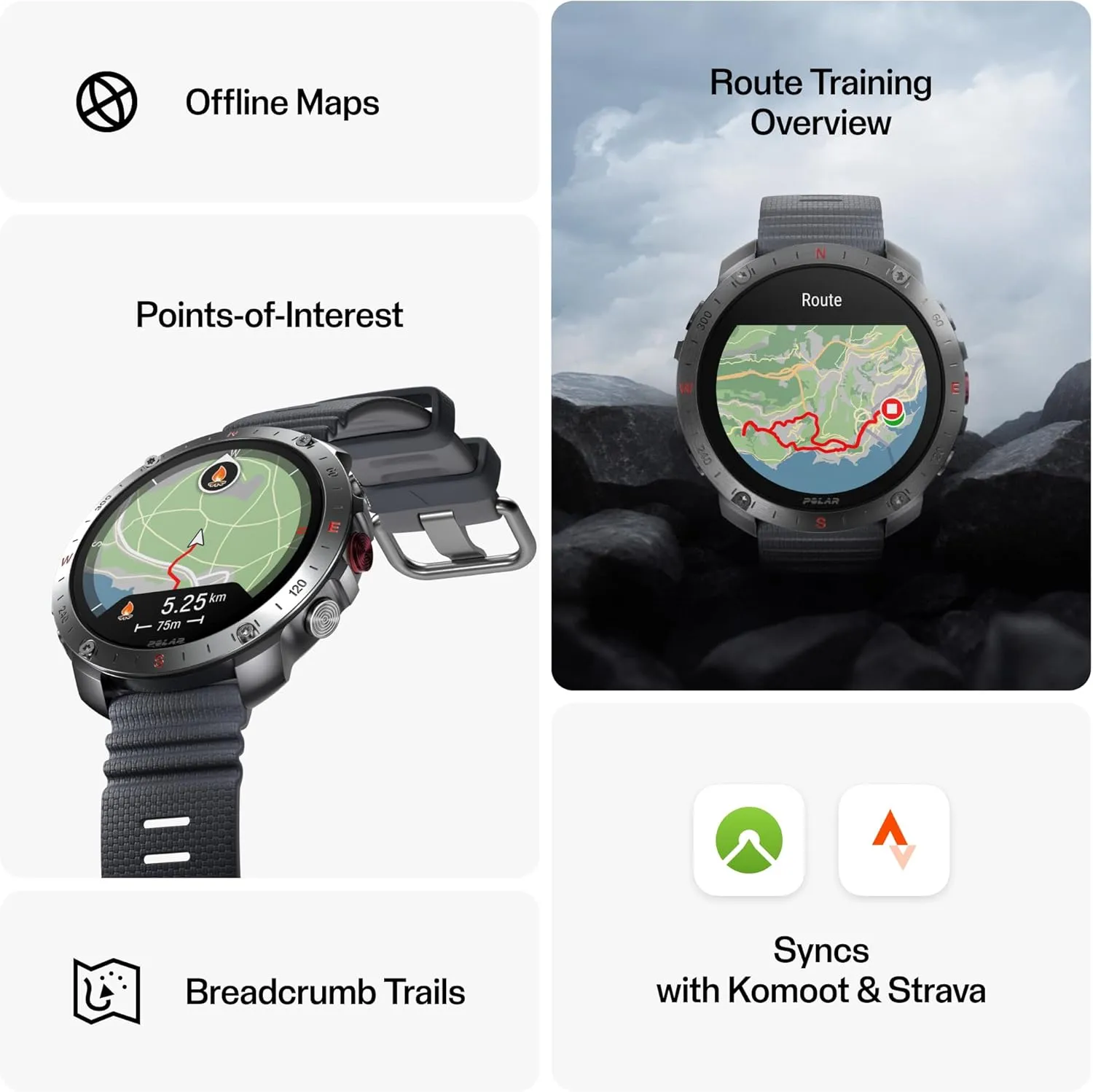Polar Grit X2 Pro Premium GPS Smart Sports Watch – Ultimate Outdoor Adventure Watch with Rugged Design, Advanced Navigation, Sports Tracking, and Heart Rate Technology for Peak Performance, Stone Gray