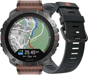 Polar Grit X2 Pro Titan Ultra Premium GPS Smart Sports Watch – Ultimate Outdoor Adventure Watch with Rugged Titanium Design, Advanced Navigation, with an Additional Leather Wristband, Titan