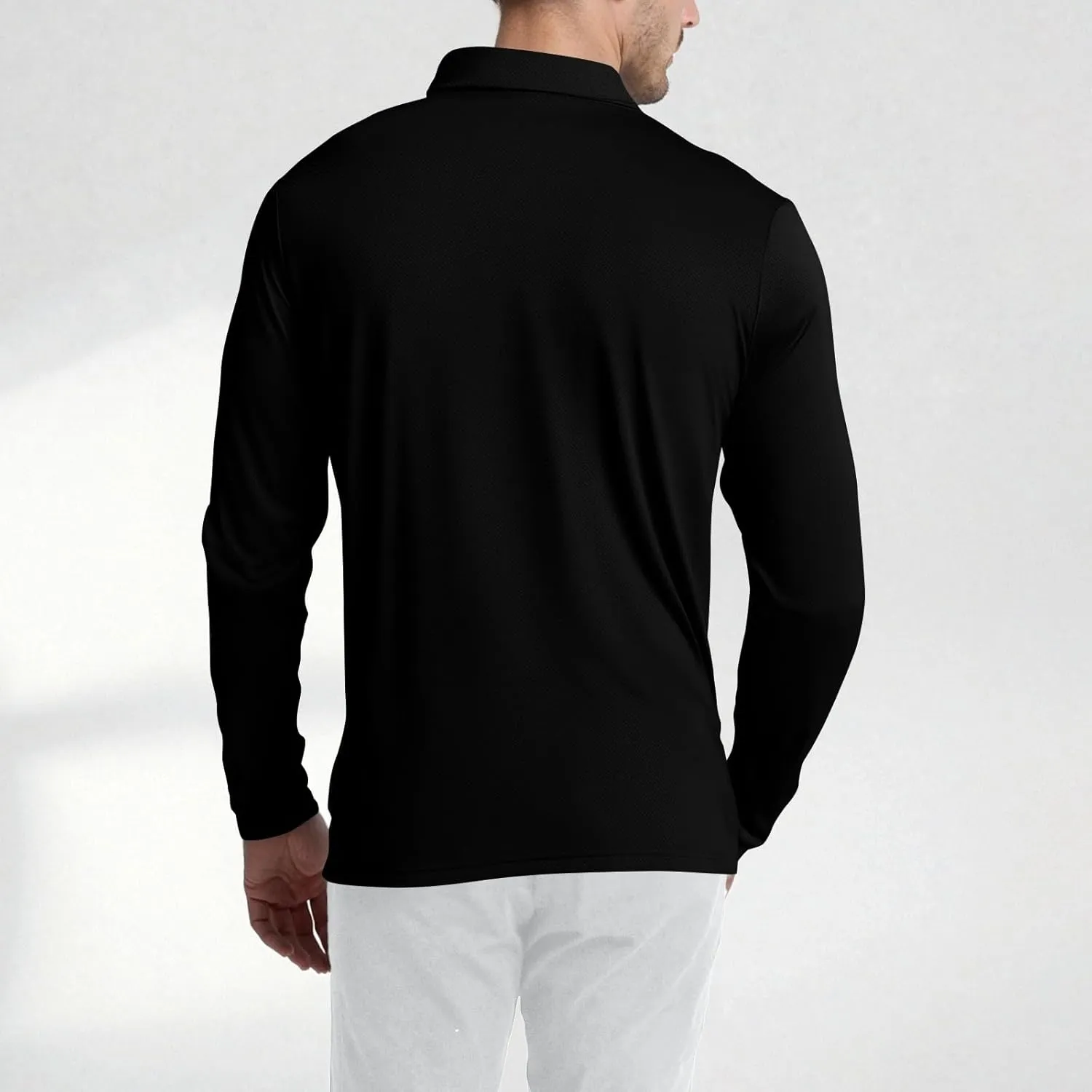 Polo Shirts for Men Long Sleeve Golf Shirts UPF 50  Sun Protection Ice Silk Cool Shirts for Work Fishing Outdoor