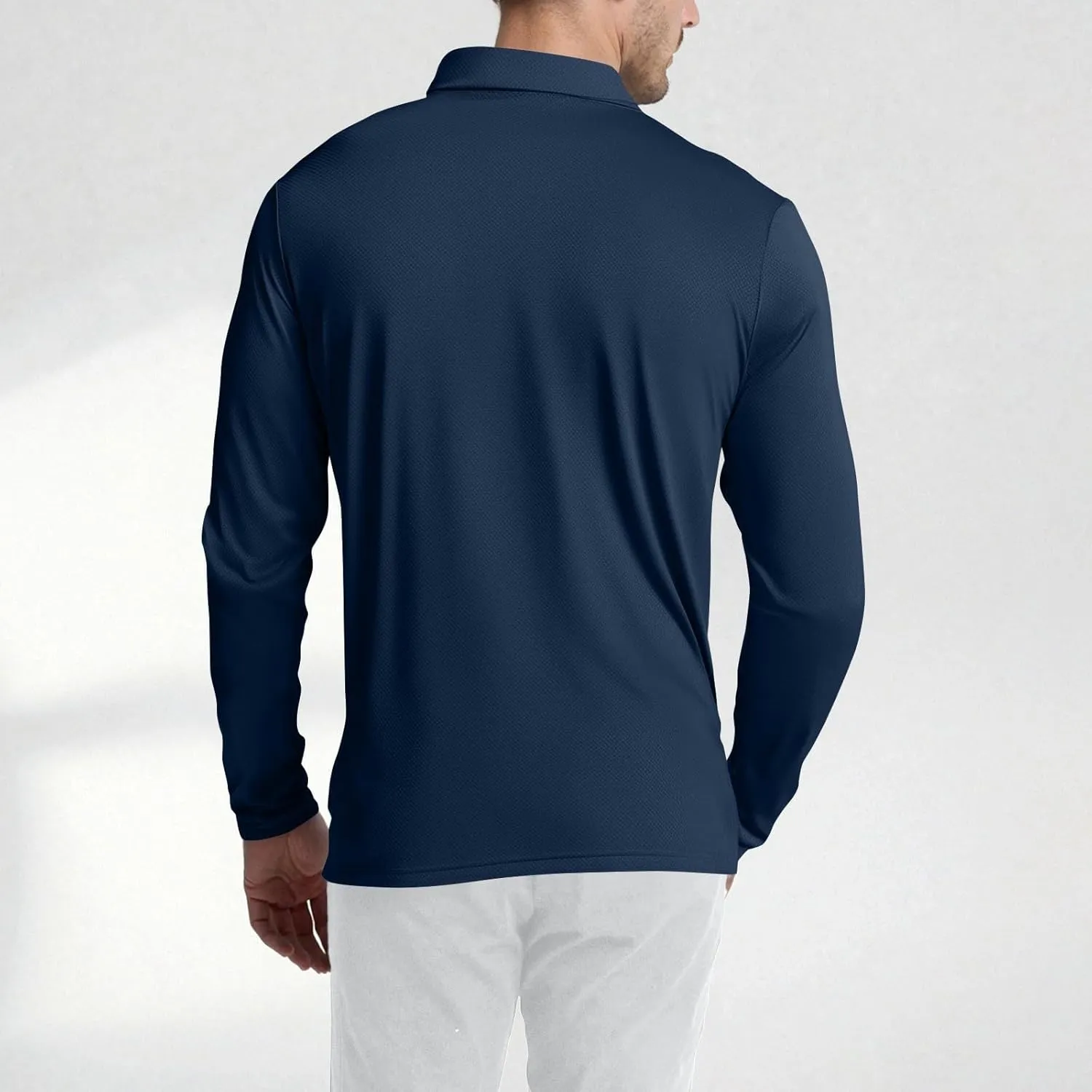 Polo Shirts for Men Long Sleeve Golf Shirts UPF 50  Sun Protection Ice Silk Cool Shirts for Work Fishing Outdoor