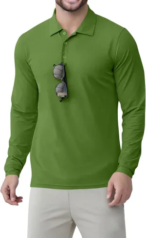 Polo Shirts for Men Long Sleeve Golf Shirts UPF 50  Sun Protection Ice Silk Cool Shirts for Work Fishing Outdoor