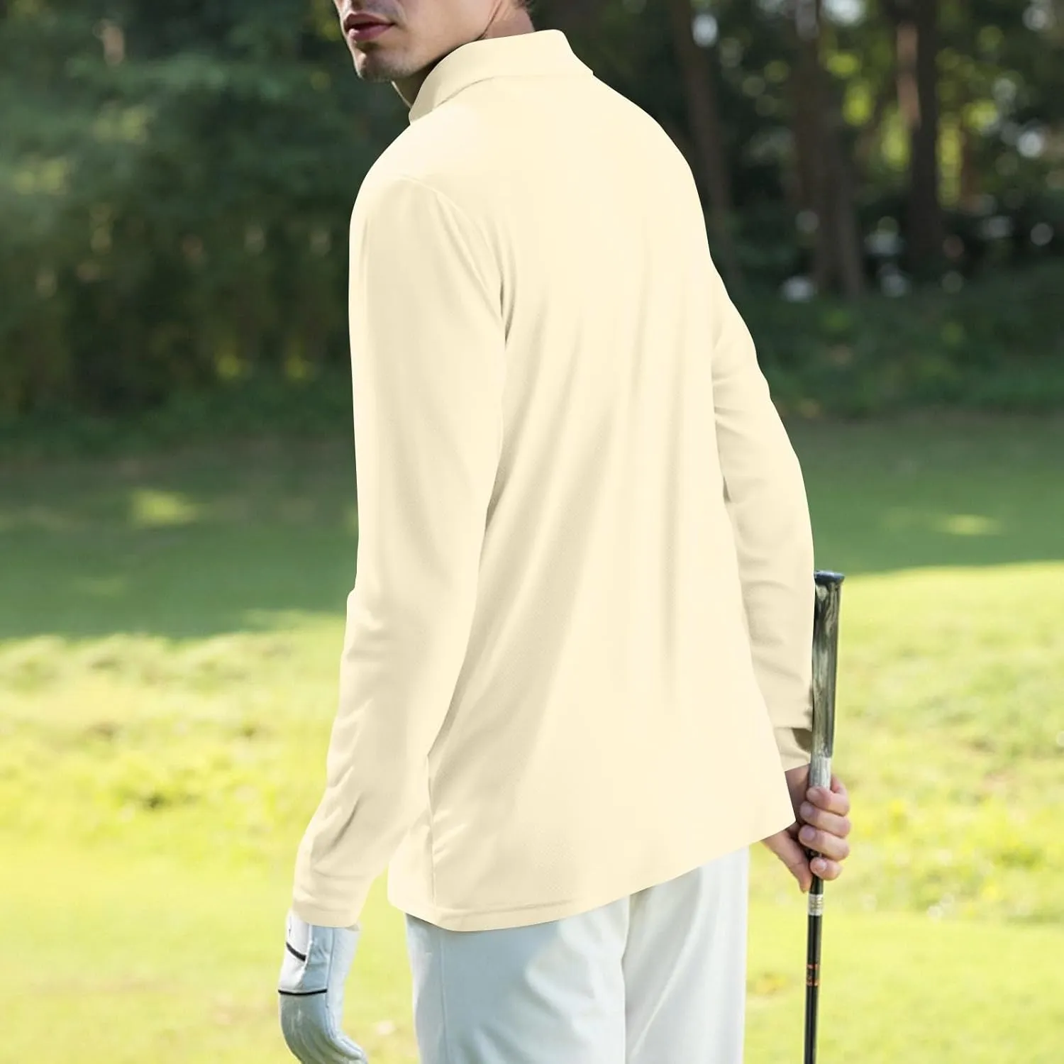 Polo Shirts for Men Long Sleeve Golf Shirts UPF 50  Sun Protection Ice Silk Cool Shirts for Work Fishing Outdoor
