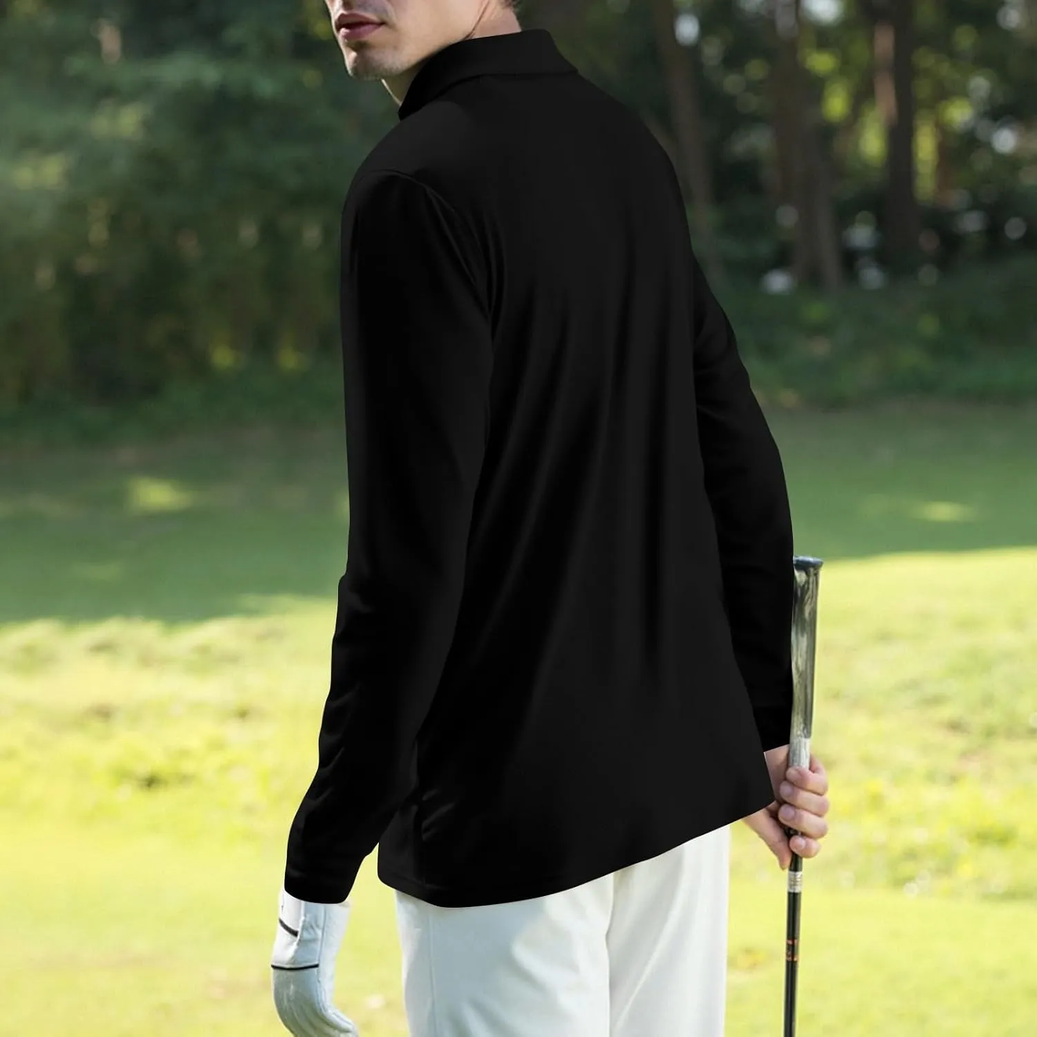 Polo Shirts for Men Long Sleeve Golf Shirts UPF 50  Sun Protection Ice Silk Cool Shirts for Work Fishing Outdoor