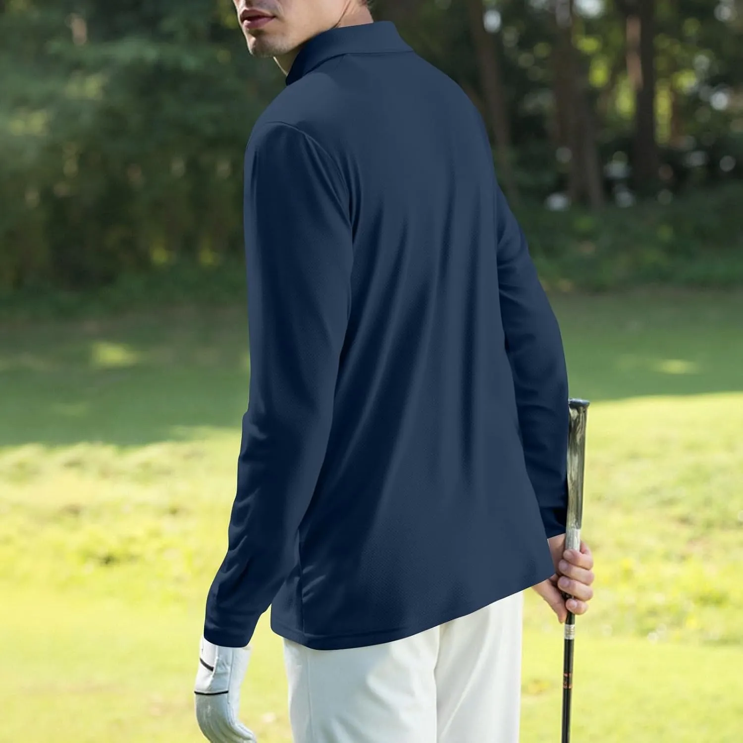 Polo Shirts for Men Long Sleeve Golf Shirts UPF 50  Sun Protection Ice Silk Cool Shirts for Work Fishing Outdoor