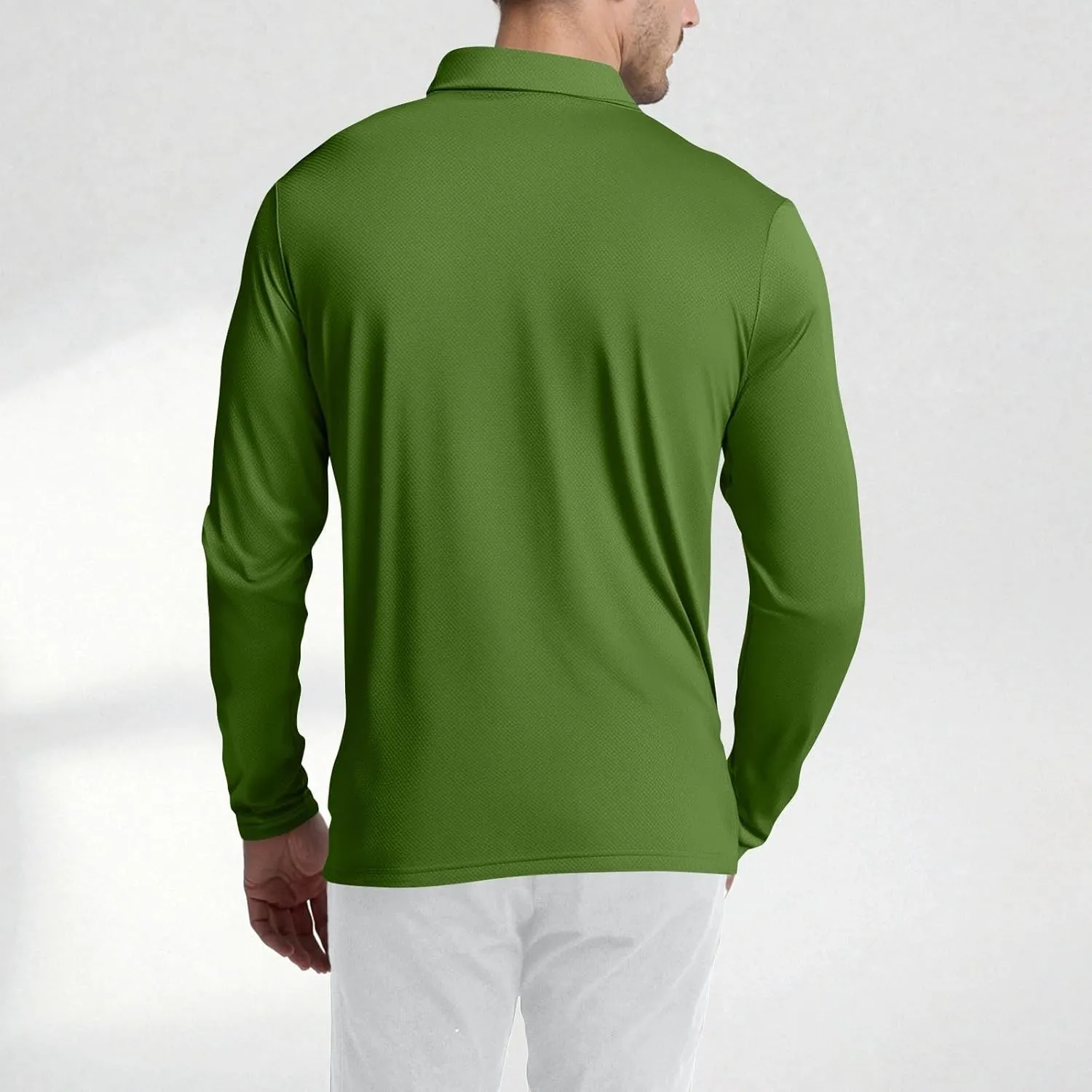 Polo Shirts for Men Long Sleeve Golf Shirts UPF 50  Sun Protection Ice Silk Cool Shirts for Work Fishing Outdoor