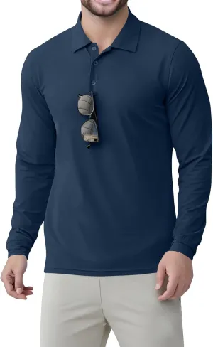 Polo Shirts for Men Long Sleeve Golf Shirts UPF 50  Sun Protection Ice Silk Cool Shirts for Work Fishing Outdoor