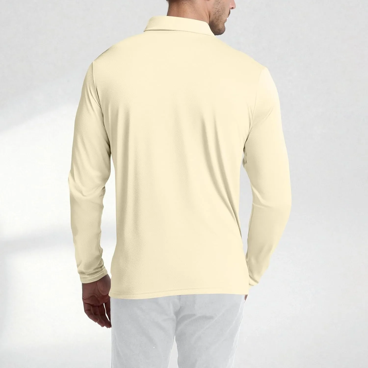 Polo Shirts for Men Long Sleeve Golf Shirts UPF 50  Sun Protection Ice Silk Cool Shirts for Work Fishing Outdoor