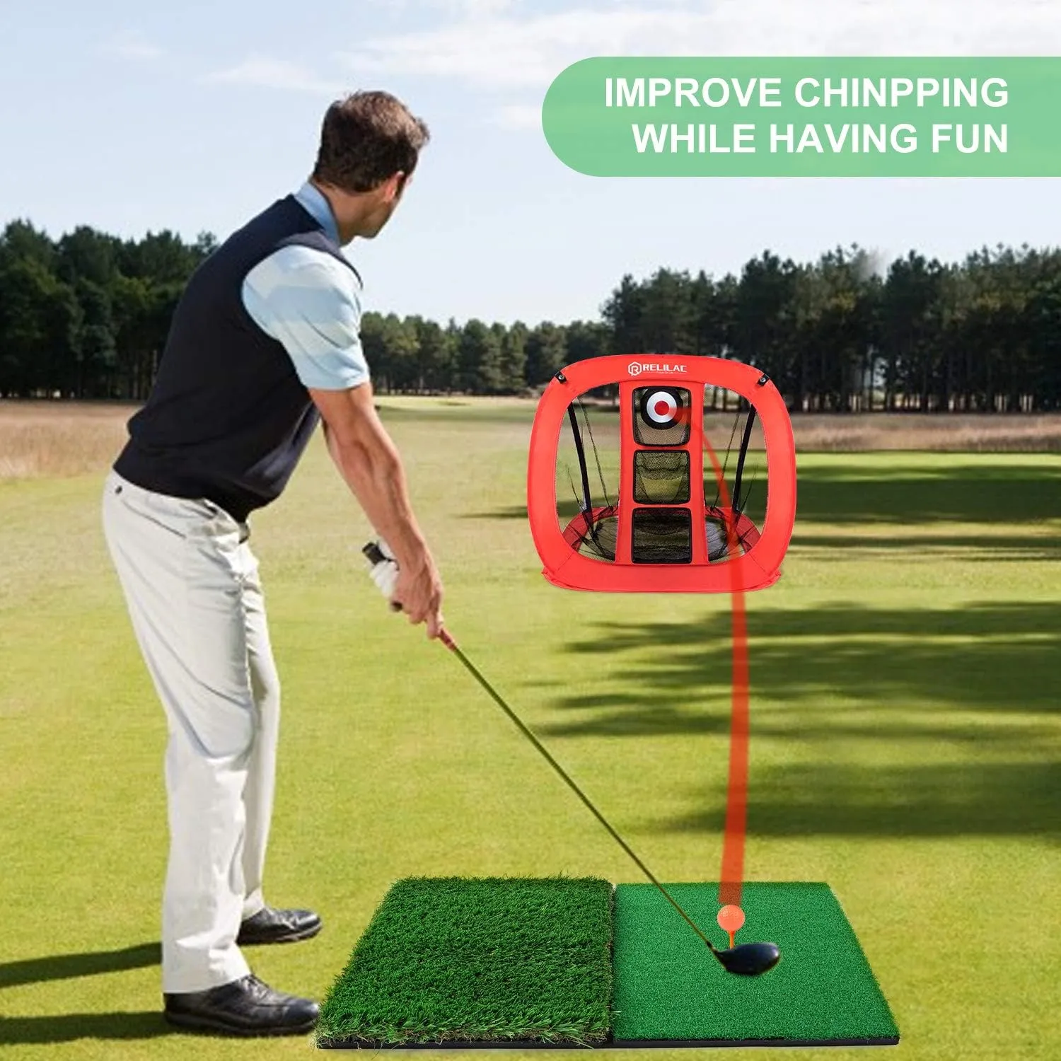 Pop Up Golf Chipping Net - Indoor/Outdoor Golfing Target Accessories for Backyard Accuracy and Swing Practice - Great Gifts for Men, Dad, Husband, Women, Kid, Golfers