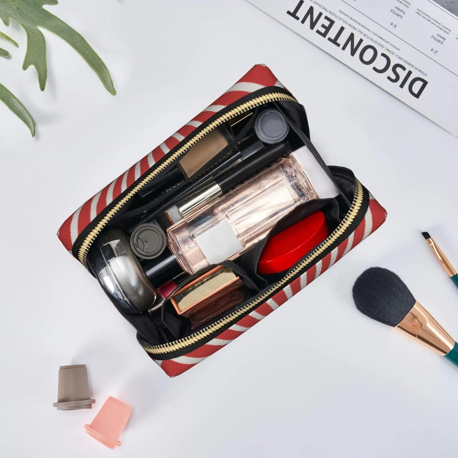Popcorn Print Toiletry Pouch, Travel-Friendly Makeup Organizer For Makeup Brushes, Lipsticks