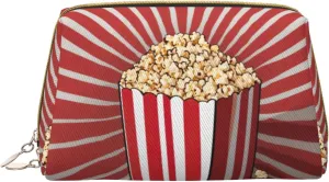 Popcorn Print Toiletry Pouch, Travel-Friendly Makeup Organizer For Makeup Brushes, Lipsticks