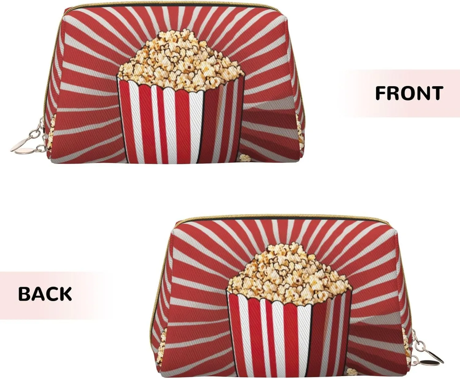 Popcorn Print Toiletry Pouch, Travel-Friendly Makeup Organizer For Makeup Brushes, Lipsticks
