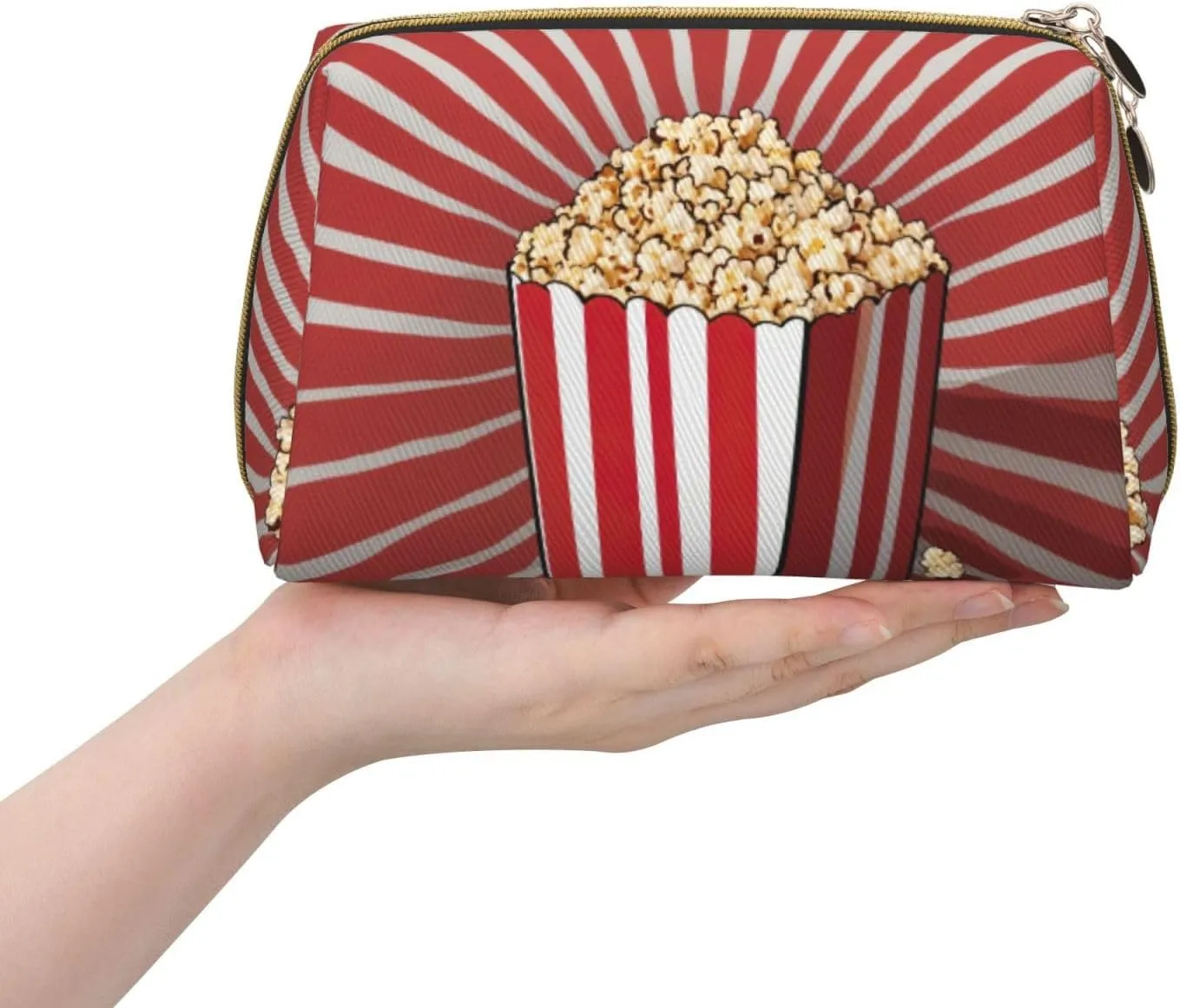 Popcorn Print Toiletry Pouch, Travel-Friendly Makeup Organizer For Makeup Brushes, Lipsticks