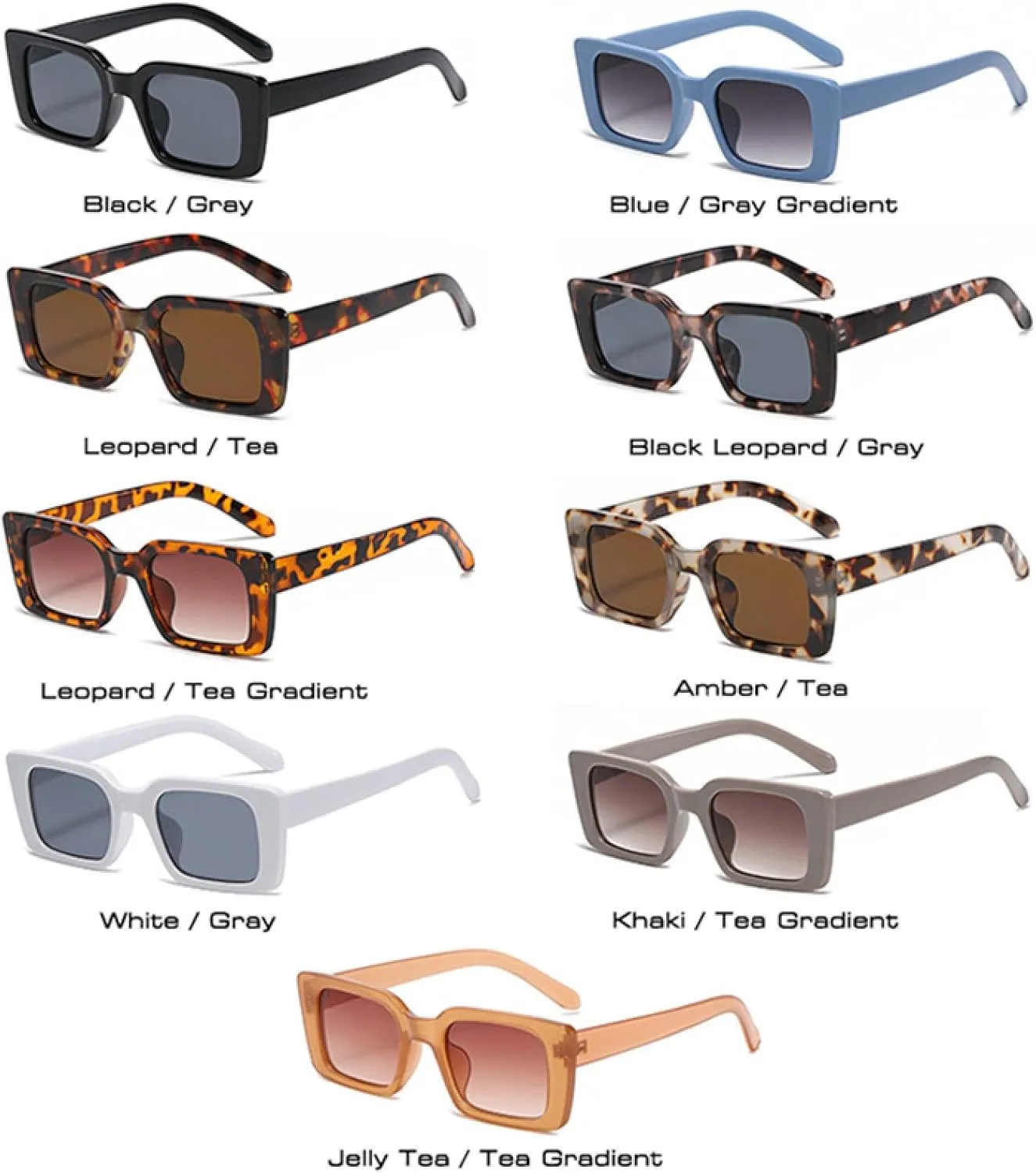 Popular Fashion Small Rectangle Sunglasses Women Retro Leopard Shades Uv400 Men Trending Sun Glasses