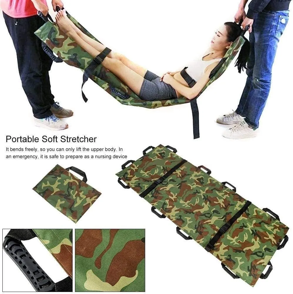 Portable First Aid Soft Stretcher, Household Thickened Canvas Soft 12 Handles Stretcher with Handbag 822,Camouflage,Camouflage