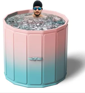 Portable Foldable Ice Bath Tub, Large Size 77 Gal, Fast Muscle Recovery, Home Outdoors Gyms, Quick Opening without Installation, No Water Leakage (Ice/Hot Universal)