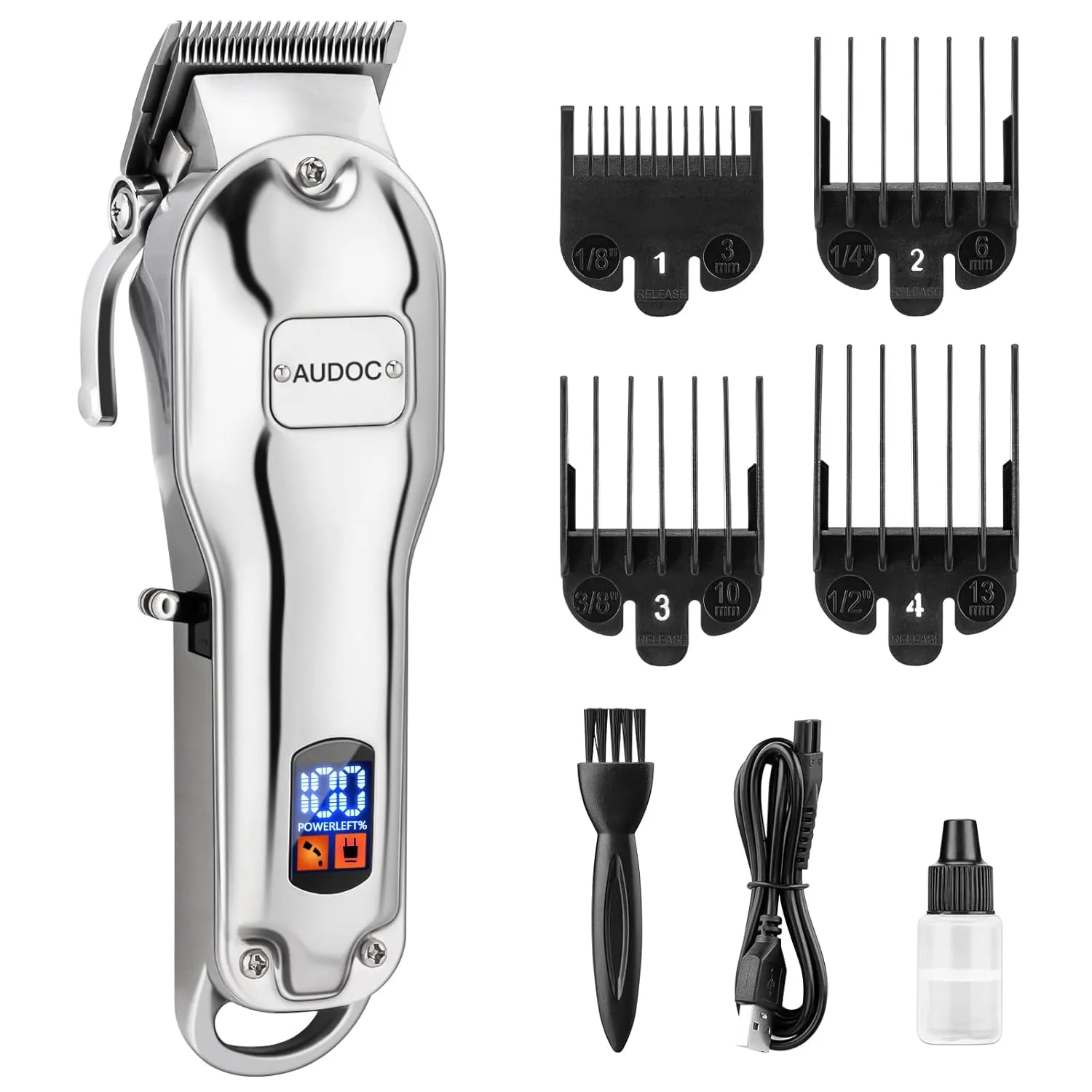 Professional Cordless Hair Clippers for Men, Maquina Para Cortar Pelo De Hombre Rechargeable LED Display Mens Beard Trimmer Full Metal Body Low Nosie Home Barber Hair Cutting Kit Set for Men/Kids
