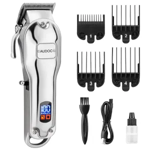 Professional Cordless Hair Clippers for Men, Maquina Para Cortar Pelo De Hombre Rechargeable LED Display Mens Beard Trimmer Full Metal Body Low Nosie Home Barber Hair Cutting Kit Set for Men/Kids