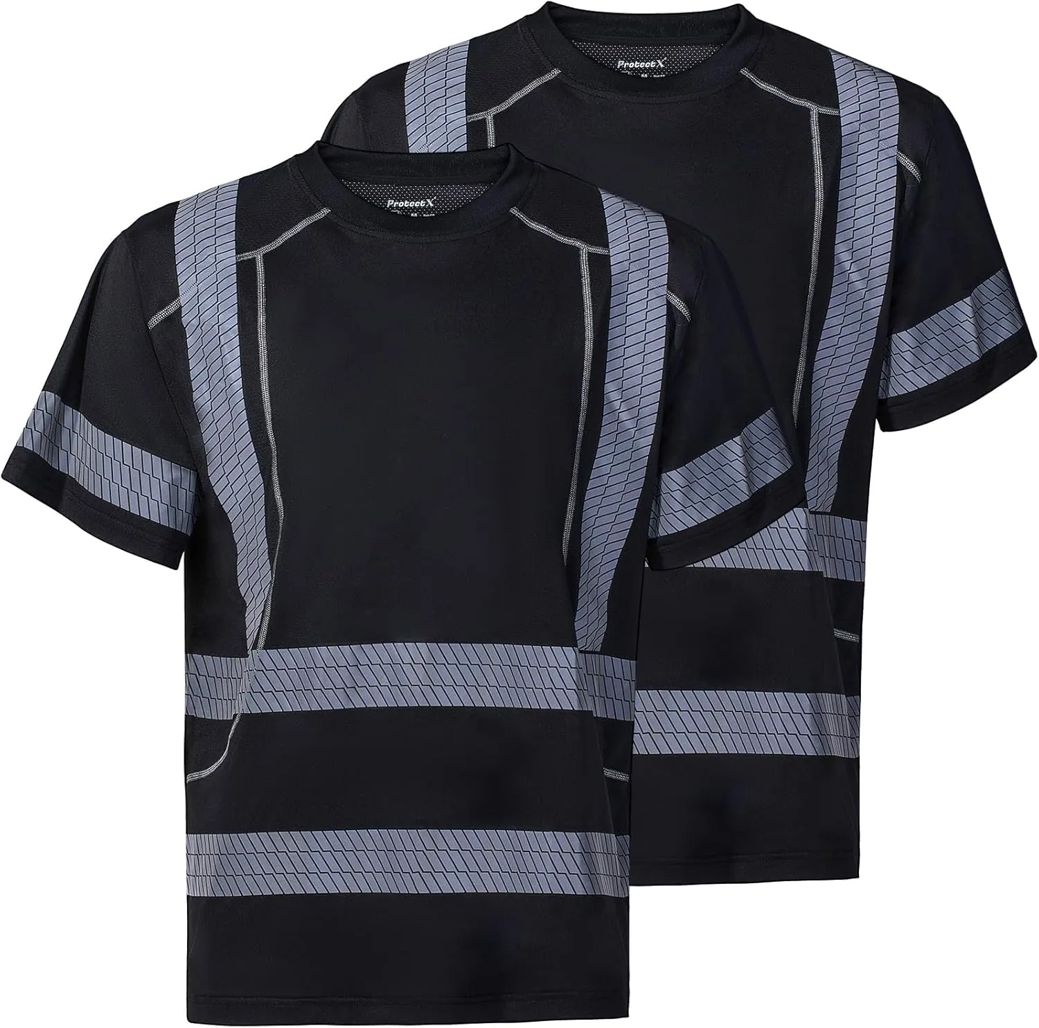 ProtectX High Visibility Short Sleeve Reflective Safety T-Shirt, Men's Heavy Duty Breathable Hi Vis Shirts, Class 2 Type R