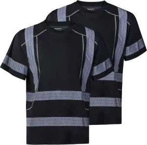 ProtectX High Visibility Short Sleeve Reflective Safety T-Shirt, Men's Heavy Duty Breathable Hi Vis Shirts, Class 2 Type R