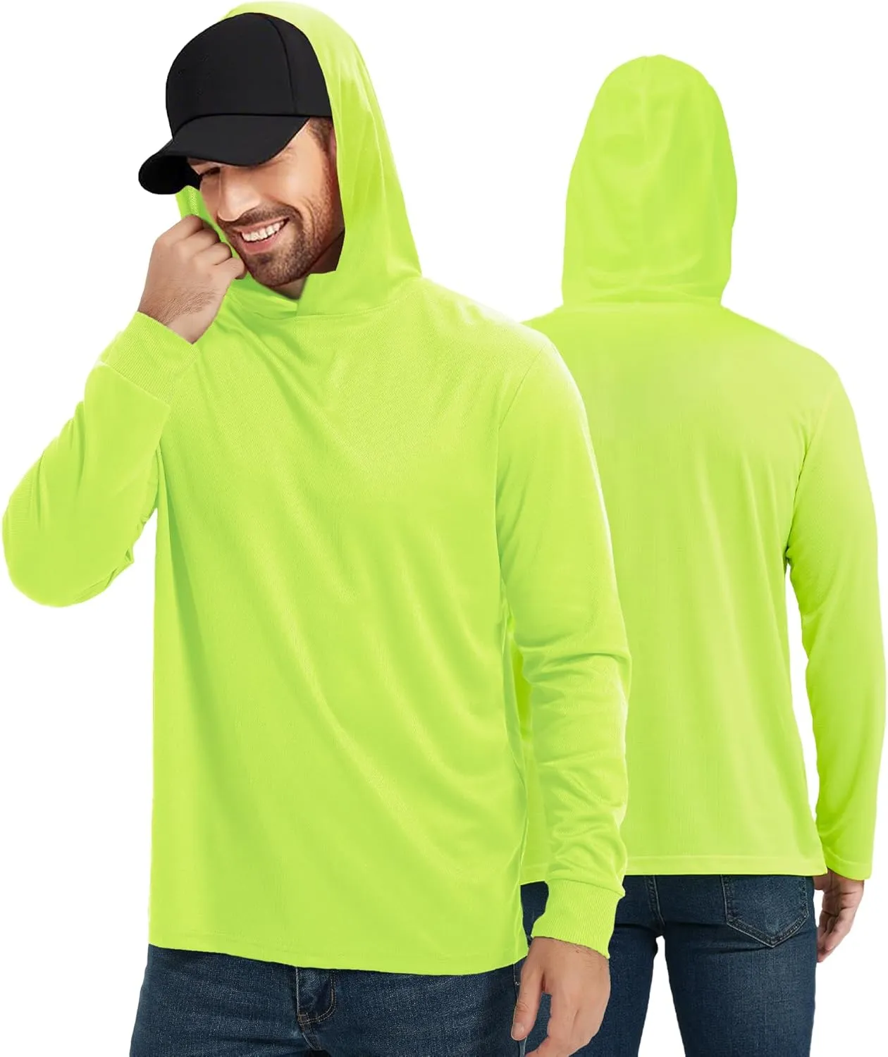 ProtectX High Visibility Sun Protection Lightweight Long Sleeve Hoodie, UPF 50  Quick-Dry, SPF UV Shirt, Active Wear