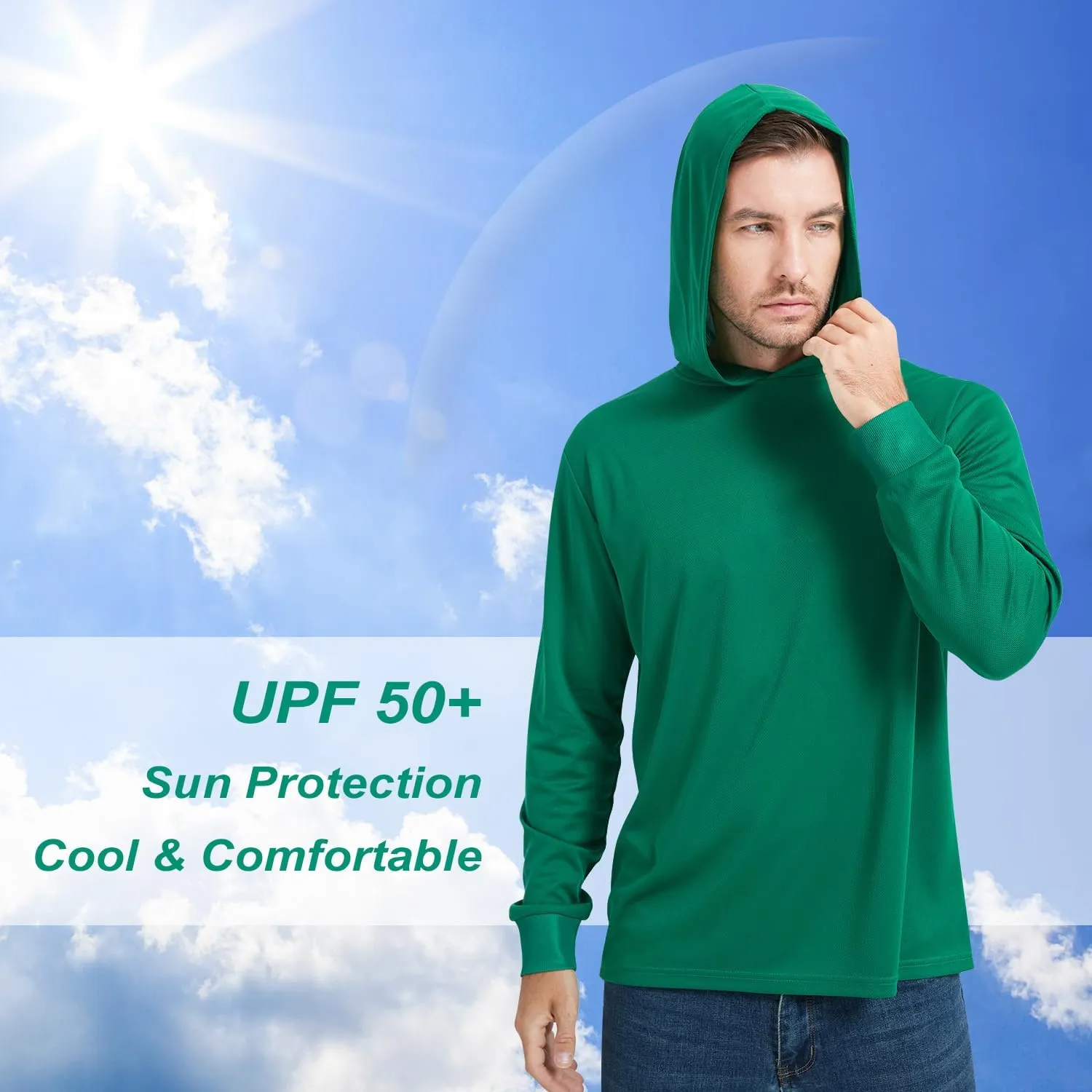 ProtectX High Visibility Sun Protection Lightweight Long Sleeve Hoodie, UPF 50  Quick-Dry, SPF UV Shirt, Active Wear