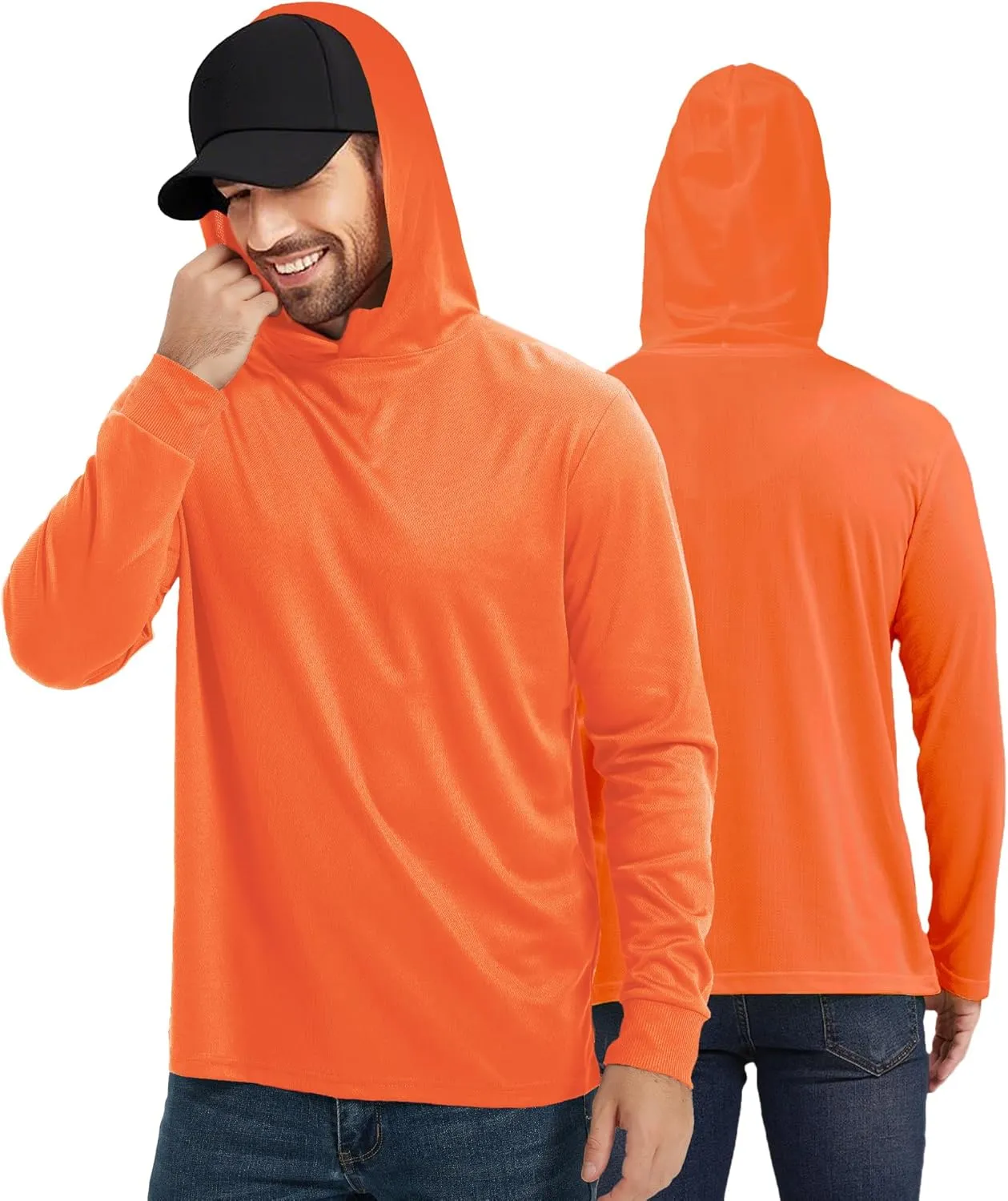 ProtectX High Visibility Sun Protection Lightweight Long Sleeve Hoodie, UPF 50  Quick-Dry, SPF UV Shirt, Active Wear