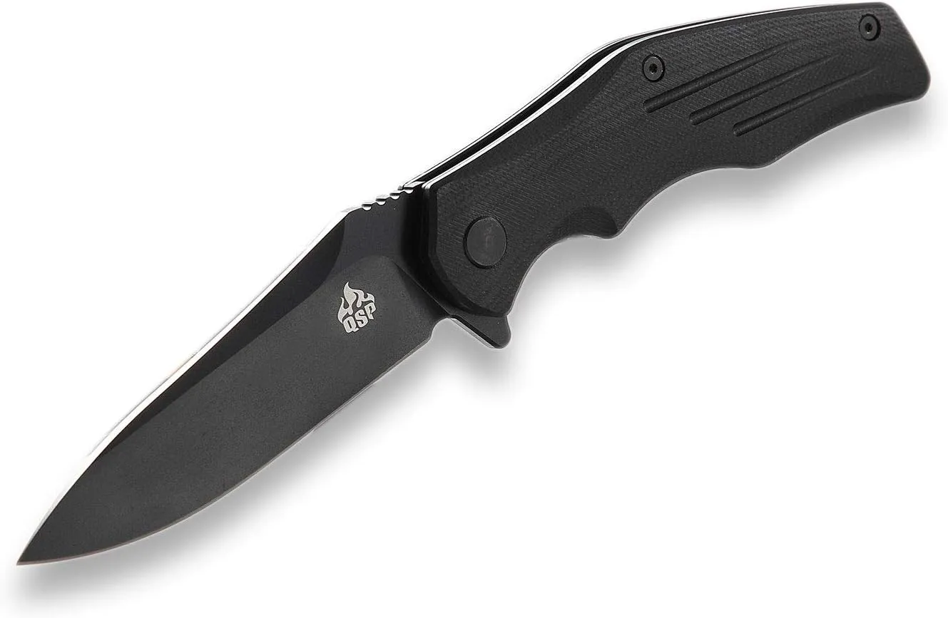 QSP Flipper Folding Pocket Knife with Ball Bearing, D2 Blade, 4.75" G10 Handle, Appliated for EDC, Pangolin