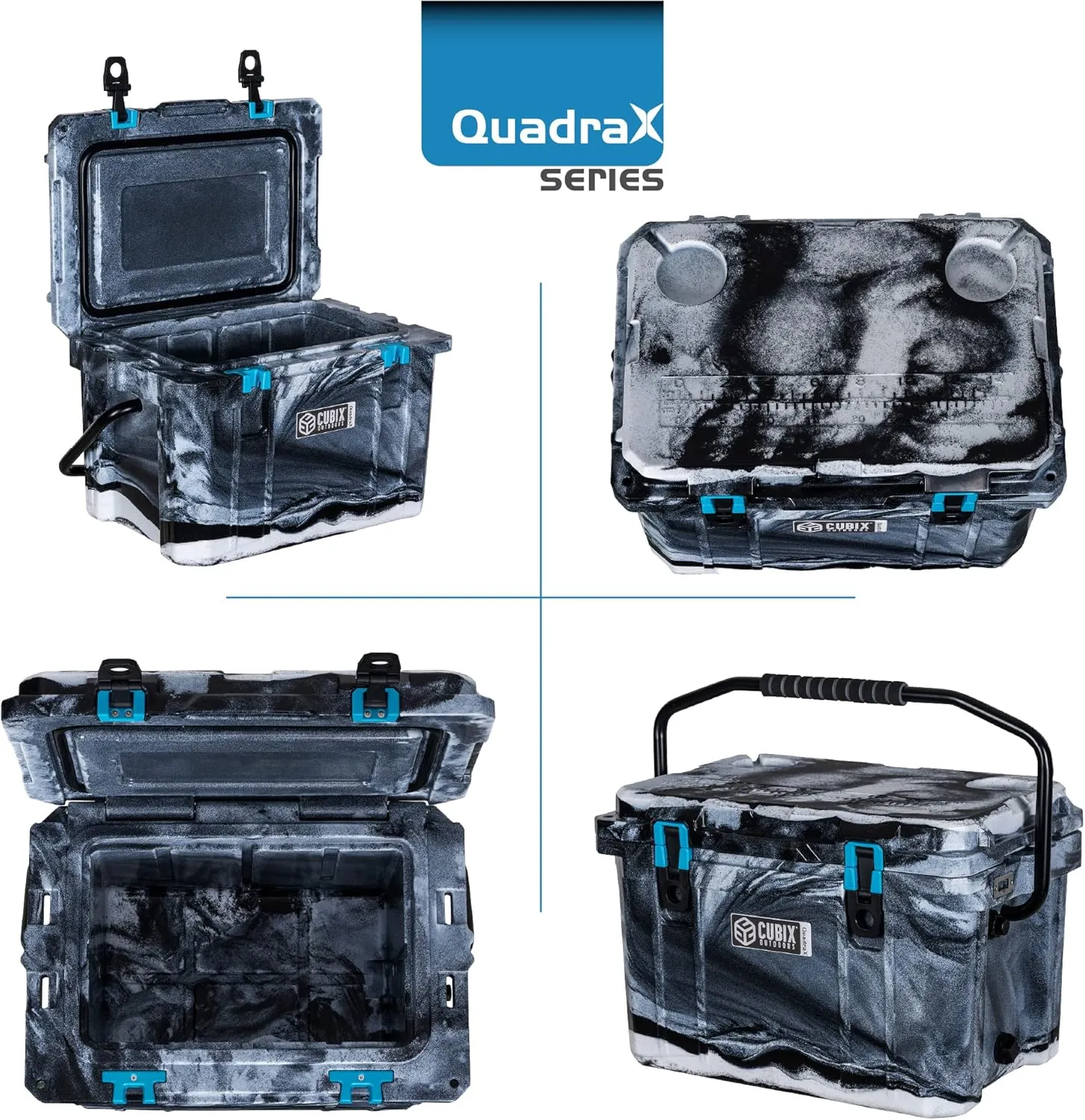 QuadraX 20 QT Rotomolded Cooler - 5-Day Ice Retention, Portable Hard Coolers Ice Chest with Cup Holders